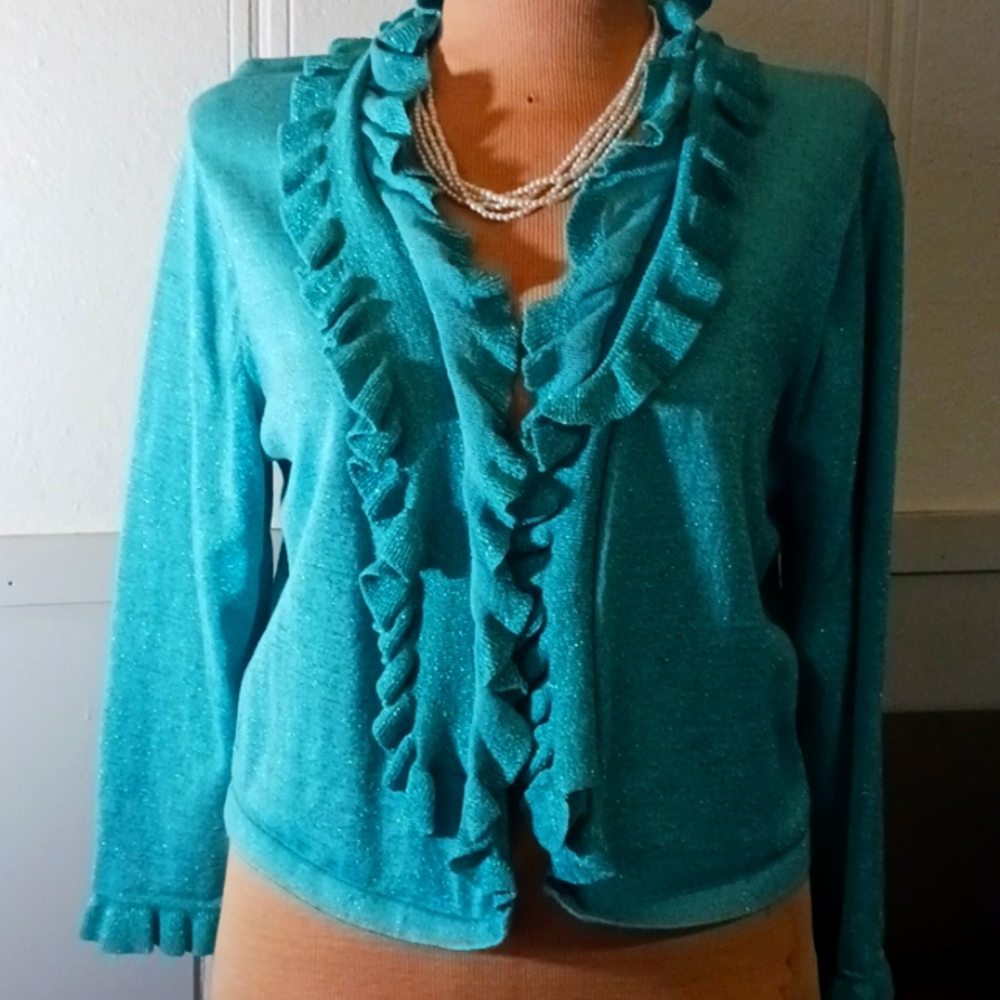 Grace Elements Aqua Sweater Shrug Ladies Sz XL